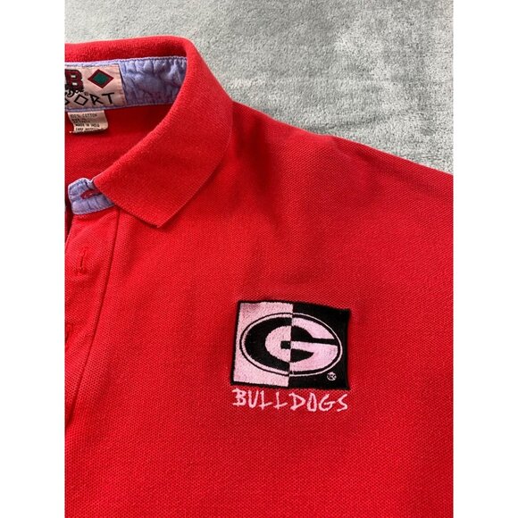 Vintage Georgia Bulldogs Polo Shirt Men XL Red NCAA Football B Resort Golf Coach - Picture 4 of 10